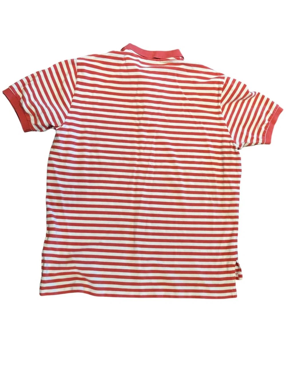 Polo by Ralph Lauren Coral & White Striped Cotton Polo Shirt Mens XXL